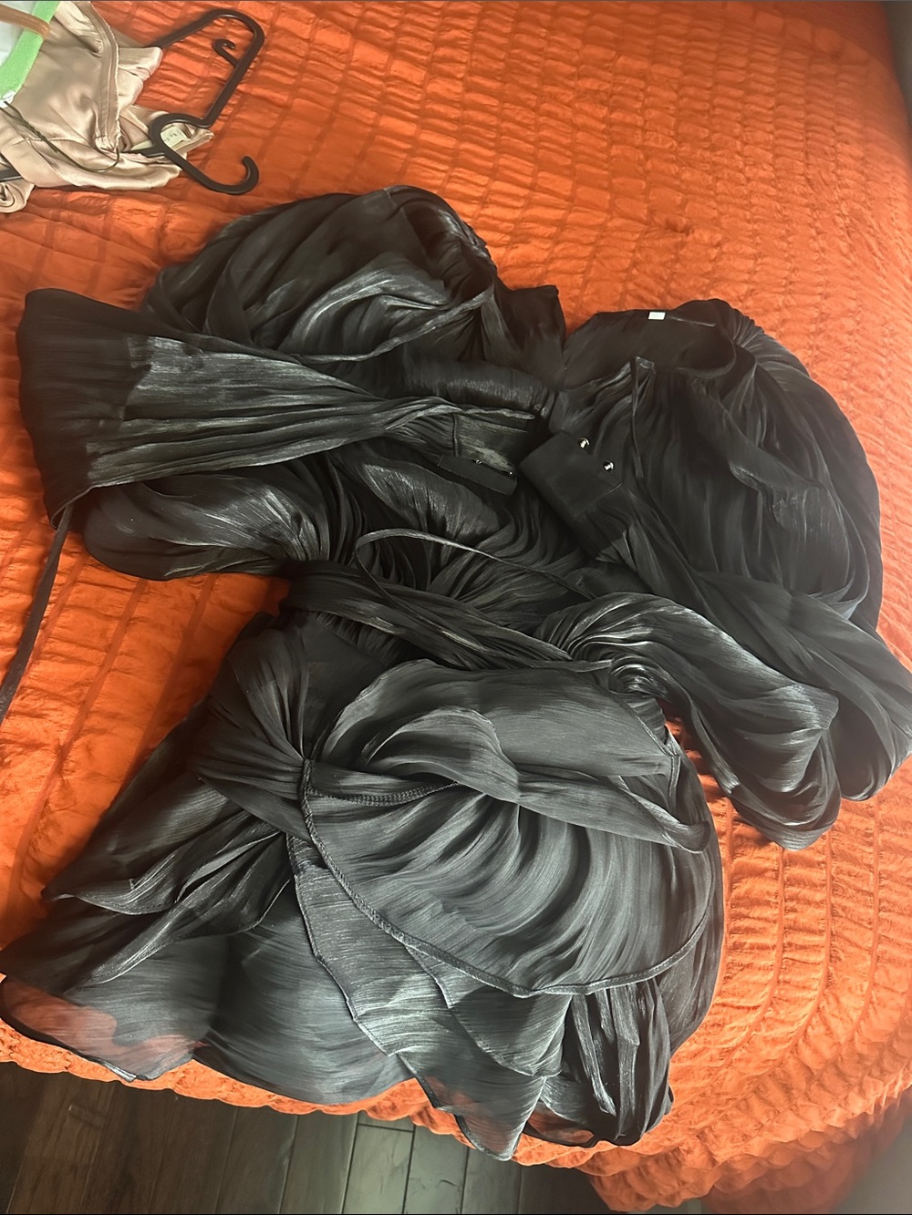 Black Sheer Draped Evening mini Dress